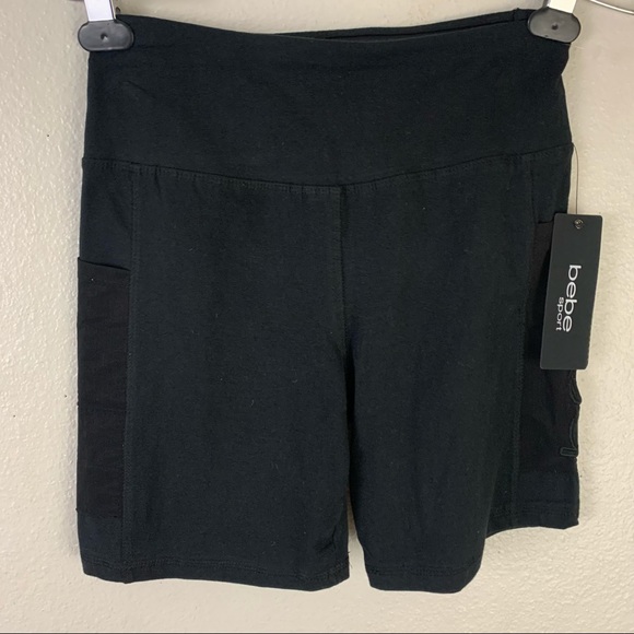 BEBE Sport shorts mesh side pockets elastic waist women’s athletic Size Medium - Picture 3 of 7